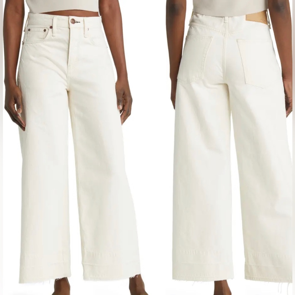NWT rag & bone Maya High-Rise Ankle Wide Jean in Ecru, Size 26